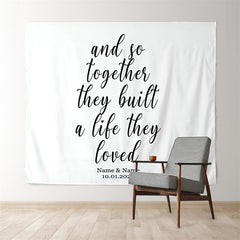 Lofaris Personalized White Wedding Backdrop Tapestry Banner Gift