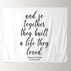 Lofaris Personalized White Wedding Backdrop Tapestry Banner Gift