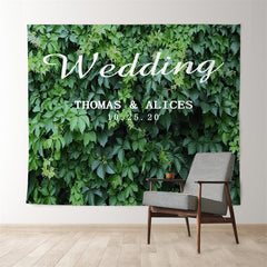 Lofaris Personalized Whole Green Leaves Wedding Backdrop
