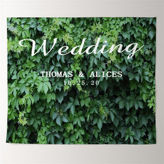 Lofaris Personalized Whole Green Leaves Wedding Backdrop