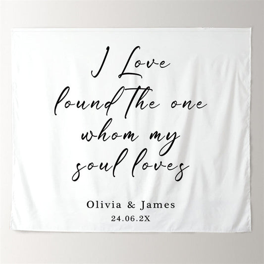 Lofaris Personalized Whom My Soul Loves White Wedding Backdrop