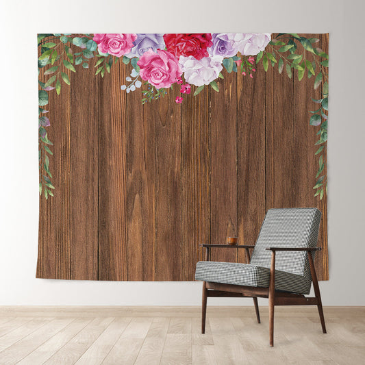 Lofaris Personalized Wooden Floral Wedding Backdrop Banner