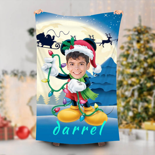 Lofaris Personalized Xmas Mickey Moon Beach Towel For Boy