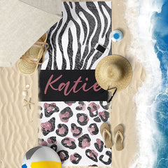 Lofaris Personalized Zebra Stripes And Name Summer Beach Towel