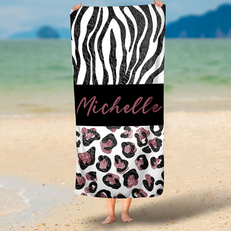 Lofaris Personalized Zebra Stripes And Name Summer Beach Towel