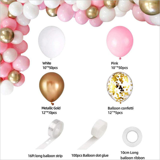 Lofaris Pink 124 Pack DIY Balloon Arch Kit | Party Decorations - Gold