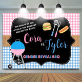 Load image into Gallery viewer, Lofaris Pink And Blue Gender Reveal Bbq Baby Shower Backdrop