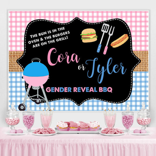 Lofaris Pink And Blue Gender Reveal Bbq Baby Shower Backdrop