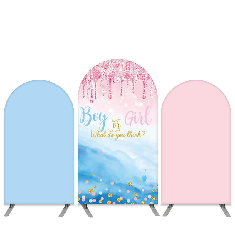 Lofaris Pink And Blue Glitter Theme Baby Shower Arch Backdrop Kit