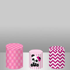 Lofaris Pink And Cute Panda Theme Backdrop Cake Table Cover Kit