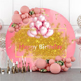 Load image into Gallery viewer, Lofaris Pink And Glitter Balloon Circle Happy Birthday Backdrop