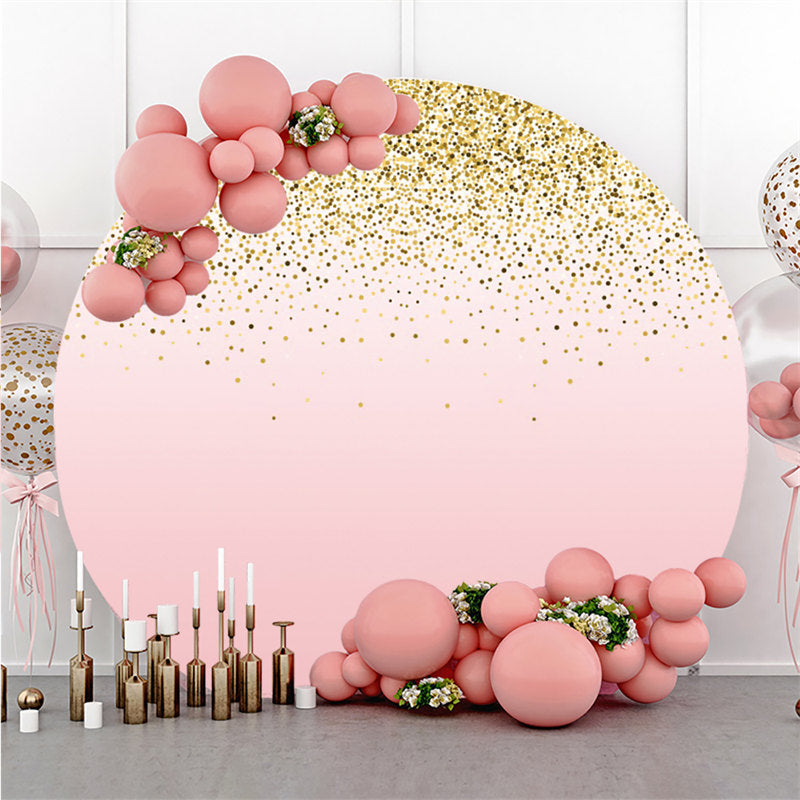 Lofaris Pink And Glitter Dots Round Theme Wedding Backdrop