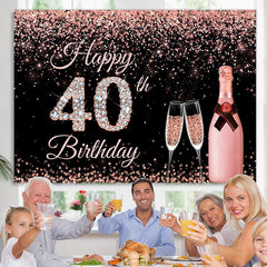 Lofaris Pink And Glitter Happy 40Th Birthday Backdrop For Woman