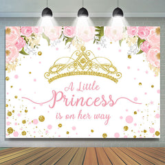 Lofaris Pink And Gold Crown Little Princess Baby Shower Backdrop