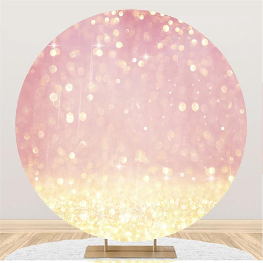Lofaris Pink And Gold Glitter Bokeh Baby Shower Round Backdrop