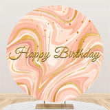 Load image into Gallery viewer, Lofaris Pink and Gold Glitter Round Happy Birthday Backdrop