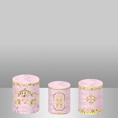 Lofaris Pink And Golden Crown Backdrop Cake Table Cover Kit
