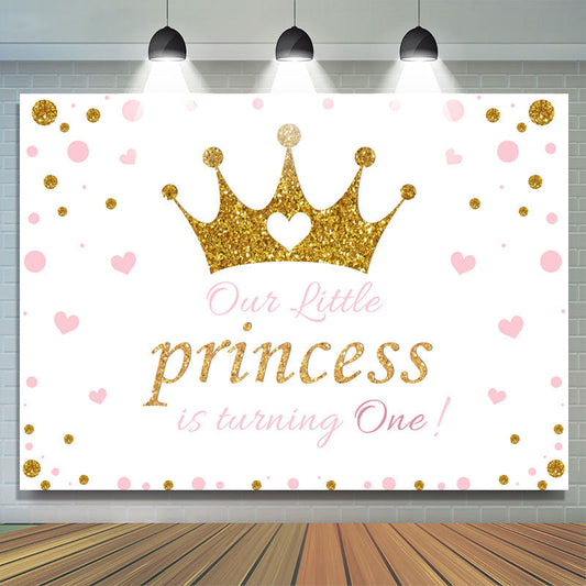Lofaris Pink and Golden Crown Happy 1St Birthday for Princess