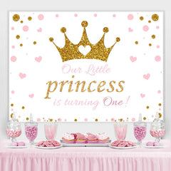 Lofaris Pink and Golden Crown Happy 1St Birthday for Princess