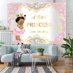 Lofaris Pink and Golden Diamond Princess Baby Shower Backdrop