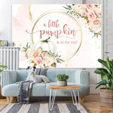Load image into Gallery viewer, Lofaris Pink and golden floral pumpkin baby shower Backdrop