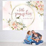 Load image into Gallery viewer, Lofaris Pink and golden floral pumpkin baby shower Backdrop