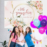 Load image into Gallery viewer, Lofaris Pink and golden floral pumpkin baby shower Backdrop