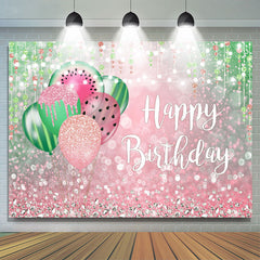 Lofaris Pink and Green Bokeh Balloon Happy Birthday Backdrop