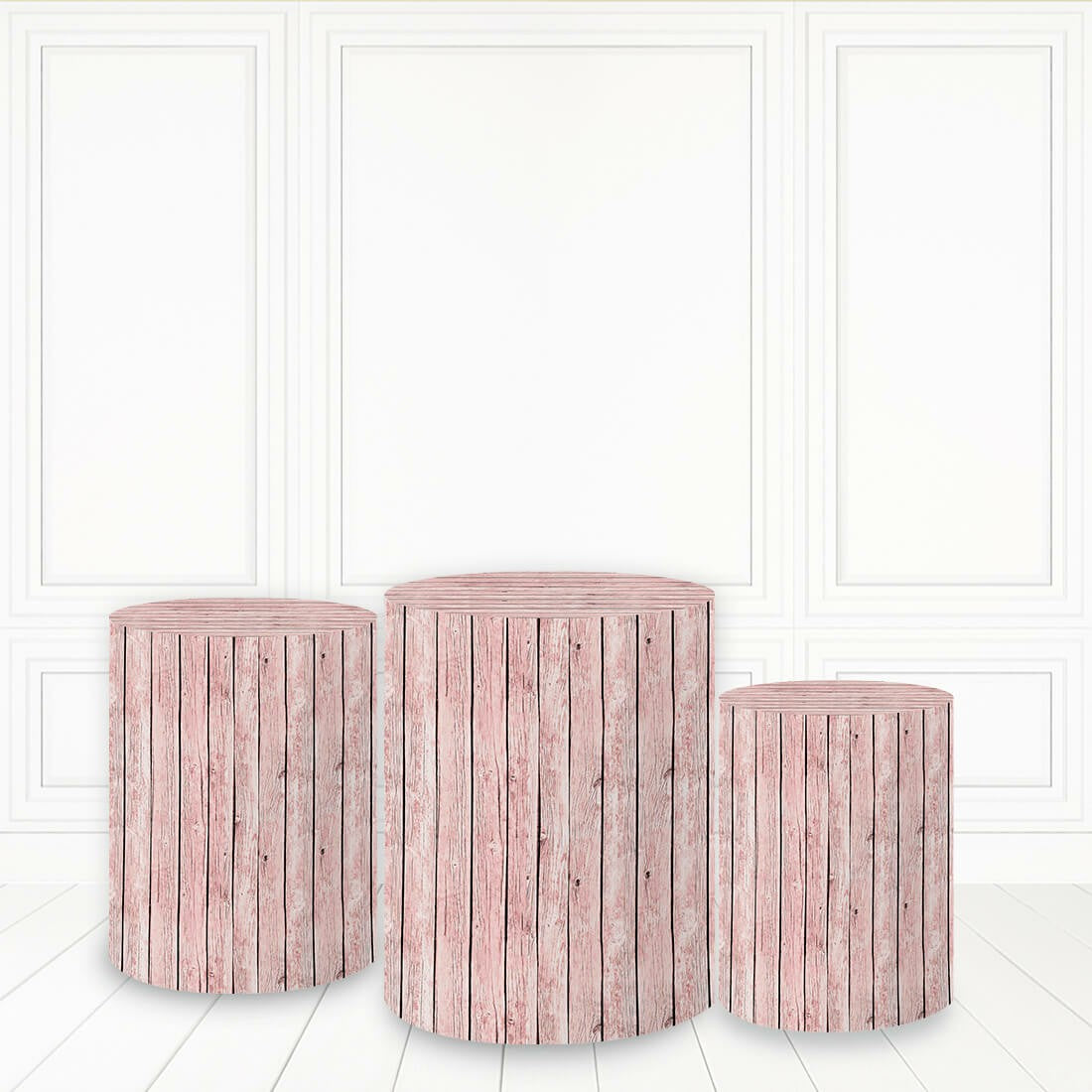 Lofaris Pink And Grey Plinth Cover Wood Block Pattern Cake Table