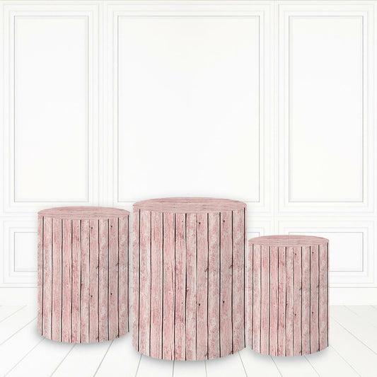 Lofaris Pink And Grey Plinth Cover Wood Block Pattern Cake Table