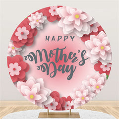 Lofaris Pink And Red Flowers Circle Happy Mothers Day Backdrop