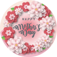 Lofaris Pink And Red Flowers Circle Happy Mothers Day Backdrop