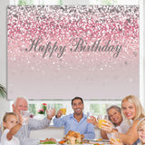 Load image into Gallery viewer, Lofaris Pink and Silver Bokeh Happy Birthday Backdrop for Girl