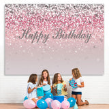Load image into Gallery viewer, Lofaris Pink and Silver Bokeh Happy Birthday Backdrop for Girl
