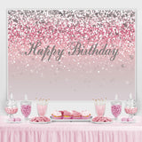 Load image into Gallery viewer, Lofaris Pink and Silver Bokeh Happy Birthday Backdrop for Girl