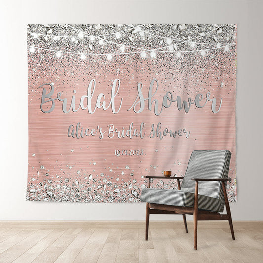 Lofaris Pink And Silver Glitter Theme Bridal Shower Backdrop