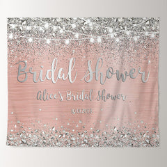 Lofaris Pink And Silver Glitter Theme Bridal Shower Backdrop