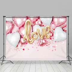 Lofaris Pink And White Ballon Love Backdrop For Valentines