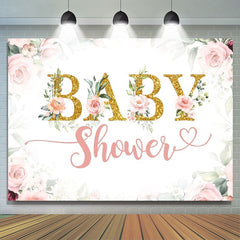 Lofaris Pink and white floral Baby shower Backdrop for girl