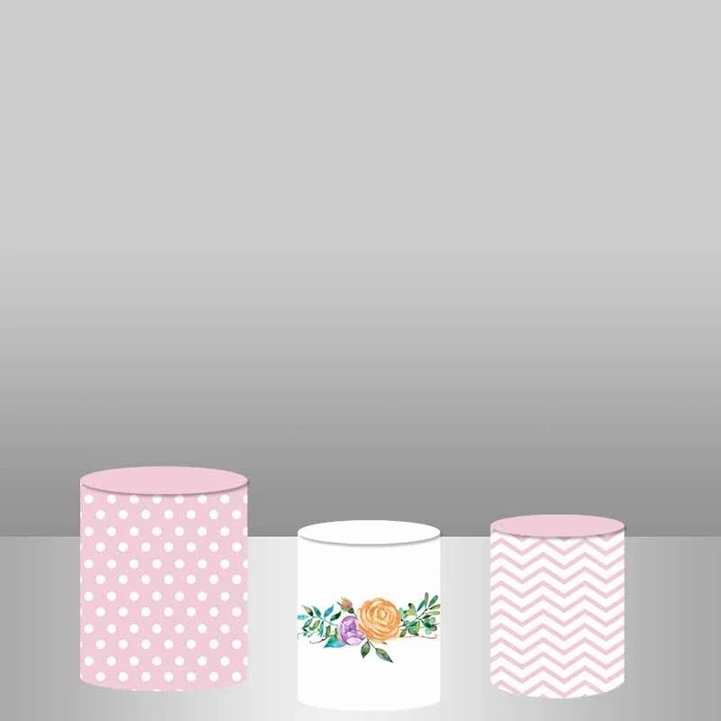 Lofaris Pink And White Flower Backdrop Cake Table Cover Kit