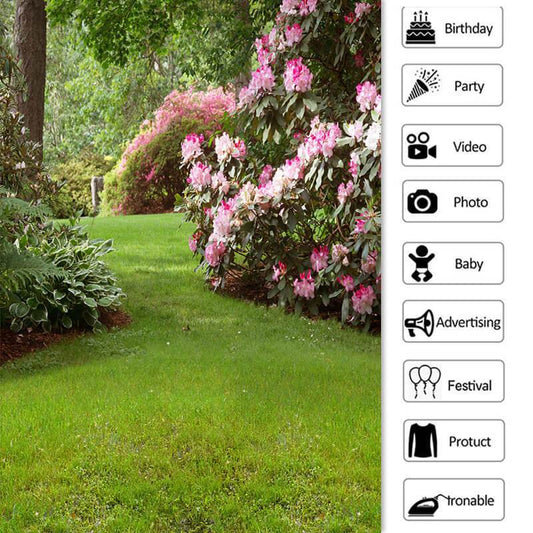 Lofaris Pink And White Flowers In The Garden Spring Backdrop