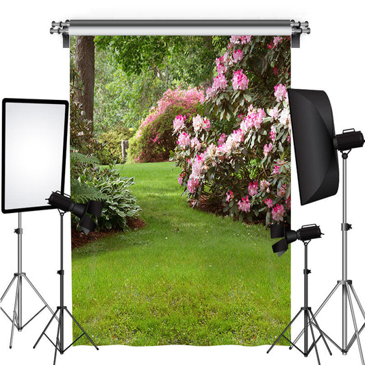 Lofaris Pink And White Flowers In The Garden Spring Backdrop