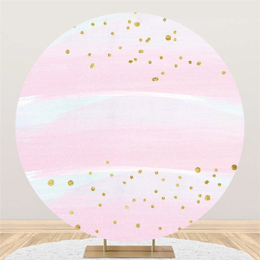 Lofaris Pink And White Glitter Circle Happy Birthday Backdrop