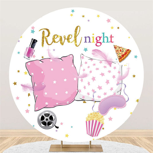 Lofaris Pink And White Pillows Round Glitter Revel Night Backdrop