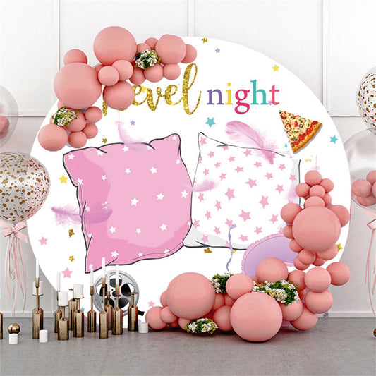 Lofaris Pink And White Pillows Round Glitter Revel Night Backdrop