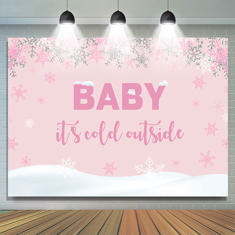 Lofaris Pink And White Snow World Baby Shower Backdrop For Girl