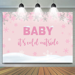 Lofaris Pink And White Snow World Baby Shower Backdrop For Girl
