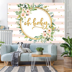 Lofaris Pink and White Stripe Gold Dots Baby Shower Backdrop