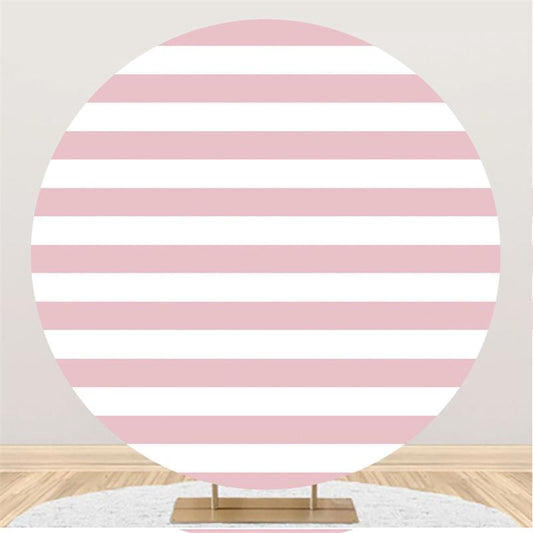 Lofaris Pink And White Stripes Wedding Custom Circle Backdrop