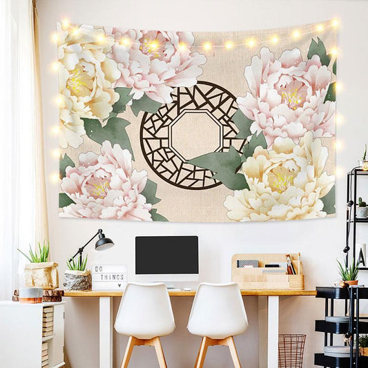 Lofaris Pink And Yellow Floral Family Still Life Custom Tapestry